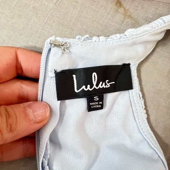 Lulu’s Love Poem Light Blue Lace Mini Dress size small - Picture 11 of 14